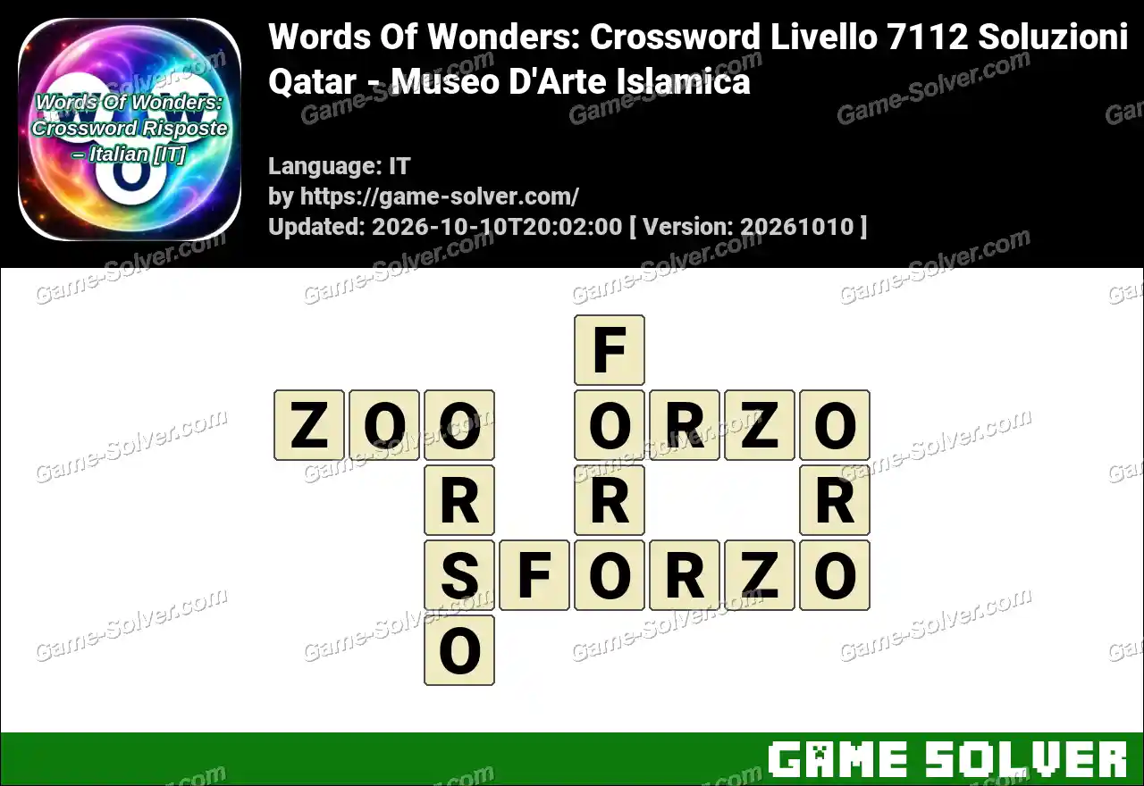 Words Of Wonders: Crossword Livello 7112 Soluzioni – Qatar – Museo D’Arte Islamica